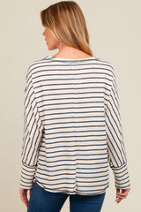 Ivory Striped Boat Neck Maternity Long Sleeve Top