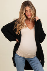 Black Chunky Knit Dolman Maternity Cardigan