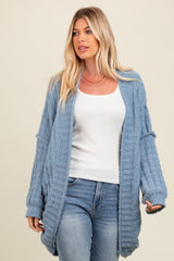 Blue Chunky Knit Dolman Cardigan