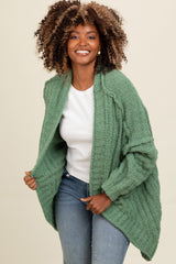 Olive Chunky Knit Dolman Cardigan