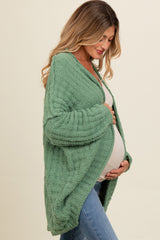 Olive Chunky Knit Dolman Maternity Cardigan