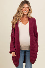 Burgundy Chunky Knit Dolman Maternity Cardigan