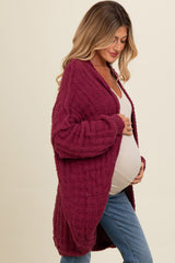 Burgundy Chunky Knit Dolman Maternity Cardigan