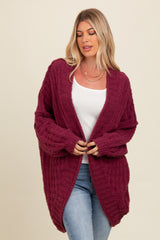 Burgundy Chunky Knit Dolman Cardigan