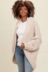 Beige Chunky Knit Dolman Cardigan