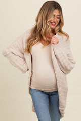 Beige Chunky Knit Dolman Maternity Cardigan