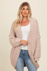 Mocha Chunky Knit Dolman Maternity Cardigan