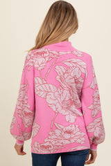 Pink Floral Mock Neck Maternity Sweater