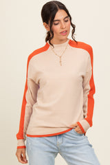 Cream Lilac Colorblock Mock Neck Sweater