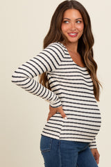 Black Striped Maternity Long Sleeve Top