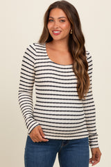 Black Striped Maternity Long Sleeve Top