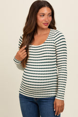 Forest Green Striped Maternity Long Sleeve Top