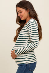 Forest Green Striped Maternity Long Sleeve Top