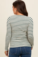 Forest Green Striped Maternity Long Sleeve Top