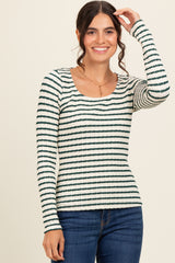 Forest Green Striped Long Sleeve Top