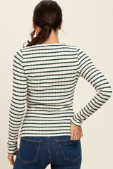 Forest Green Striped Long Sleeve Top