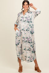 Lavender Floral Button Down Maternity Maxi Dress