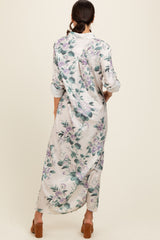 Lavender Floral Button Down Maxi Dress