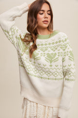 Ivory Contrast Vintage Print Maternity Sweater