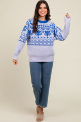 Lavender Contrast Vintage Print Sweater