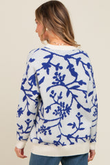 Royal Blue Floral Drop Shoulder Sweater