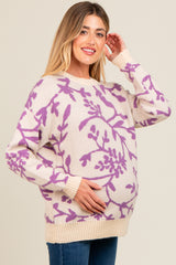 Lavender Floral Drop Shoulder Maternity Sweater