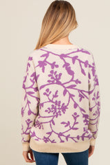 Lavender Floral Drop Shoulder Maternity Sweater