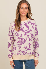 Lavender Floral Drop Shoulder Sweater