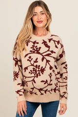 Burgundy Floral Drop Shoulder Maternity Sweater