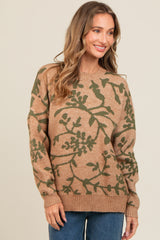 Olive Floral Drop Shoulder Sweater