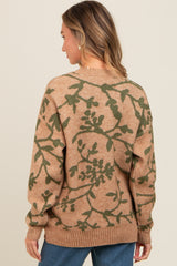 Olive Floral Drop Shoulder Sweater