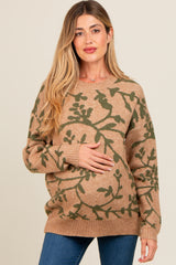 Olive Floral Drop Shoulder Maternity Sweater