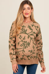 Olive Floral Drop Shoulder Maternity Sweater