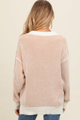 Camel Two Tone Ribbed Knit Maternity Sweater