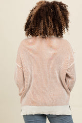 Camel Two Tone Ribbed Knit Sweater