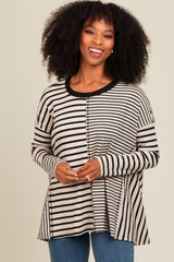 Black Mixed Stripe Trapeze Top