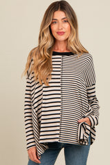 Black Mixed Stripe Trapeze Maternity Top