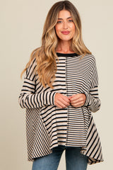 Black Mixed Stripe Trapeze Maternity Top