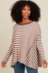 Brown Mixed Stripe Trapeze Top