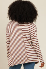 Brown Mixed Stripe Trapeze Top