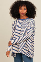 Navy Mixed Stripe Trapeze Top