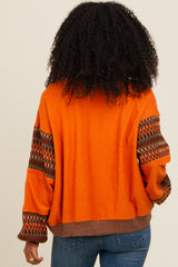 Camel Knit Contrast Sleeve Pullover