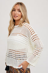 Ivory Open-Knit Sweater Pullover