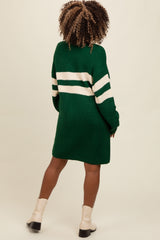 Forest Green Relaxed Fit Striped Mini Sweater Dress