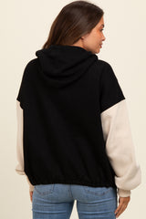 Black Coloblock Half Zip Maternity Hoodie