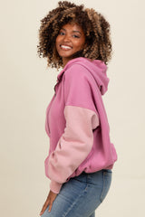 Mauve Colorblock Half Zip Hoodie