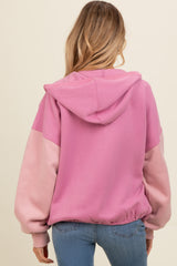 Mauve Colorblock Half Zip Maternity Hoodie