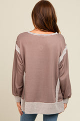 Mocha Two Tone Oversized Long Sleeve Top