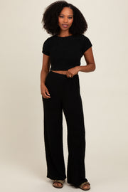 Black Short Sleeve Pant Lounge Set