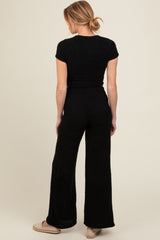 Black Short Sleeve Pant Maternity Lounge Set